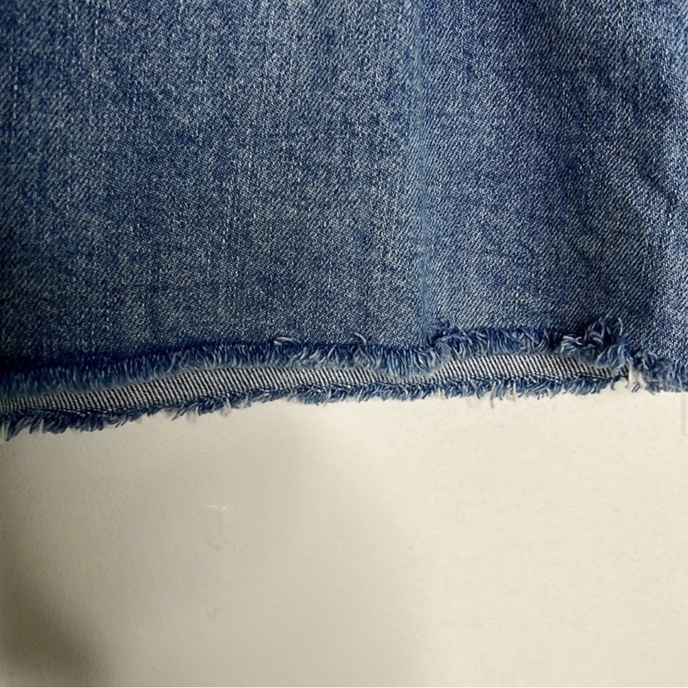 Free People we the free Rain Blue frayed hem pleated jean mini Skirt size small - Picture 5 of 9